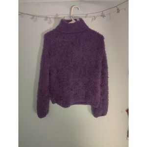 Point Final Brand Women's Small/Medium Knit Fuzzy Faux Fur Turtleneck Sweater